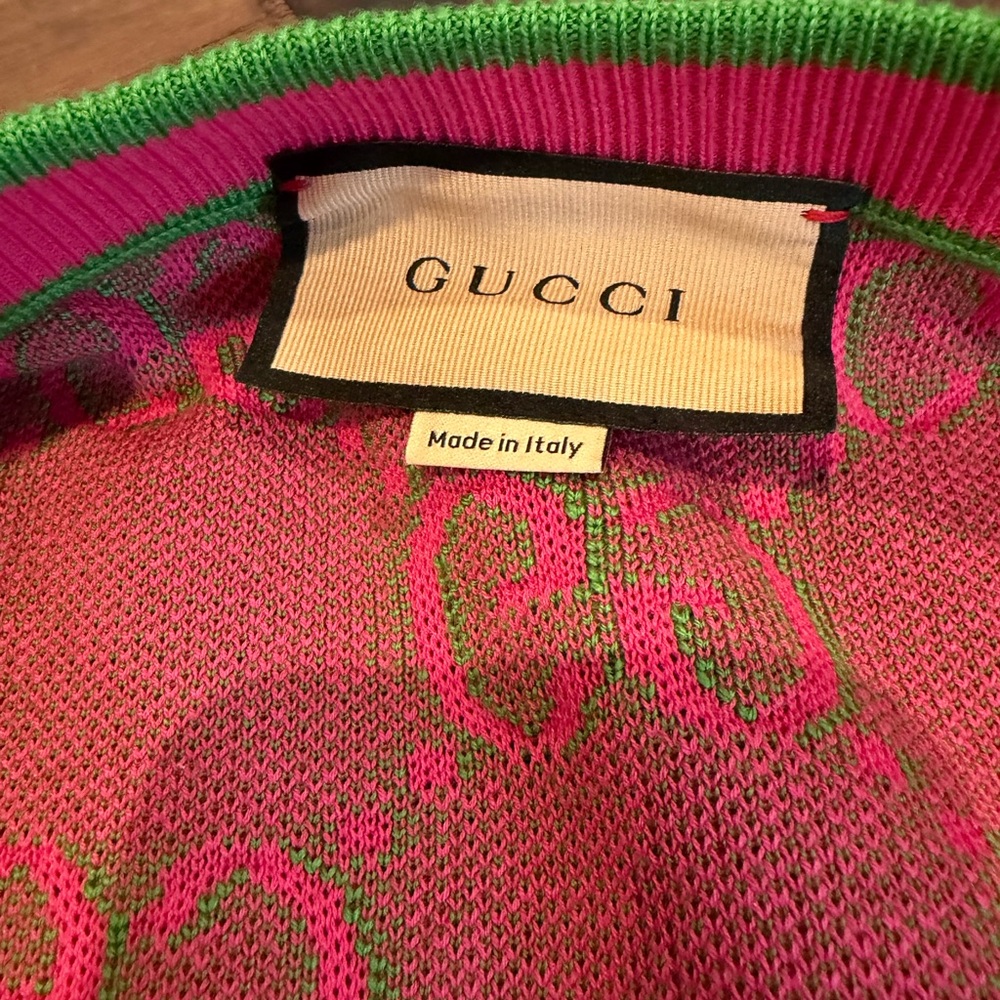 Gucci Pink and Green Logo Cardigan - Picture 4 of 10